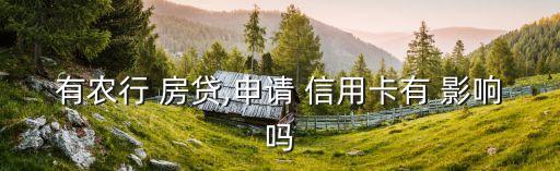 有农行 房贷,申请 信用卡有 影响吗