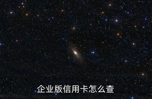 企业版信用卡怎么查