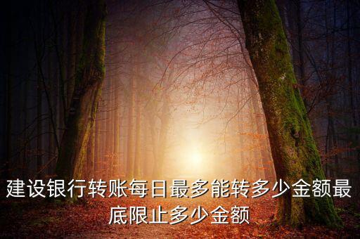 建设银行转账每日最多能转多少金额最底限止多少金额