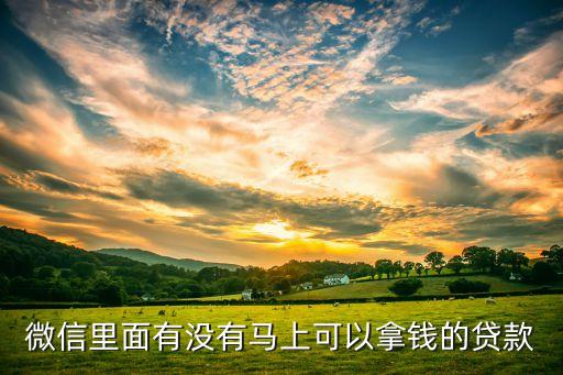 微信里面有没有马上可以拿钱的贷款