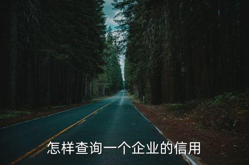怎样查询一个企业的信用