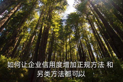 如何让企业信用度增加正规方法 和 另类方法都可以