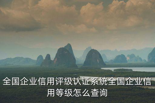 全国企业信用评级认证系统全国企业信用等级怎么查询