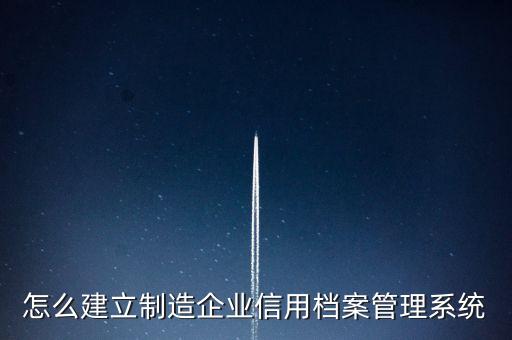 怎么建立制造企业信用档案管理系统
