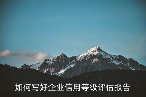 如何写好企业信用等级评估报告
