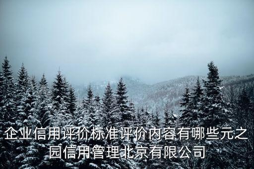 企业信用评价标准评价内容有哪些元之园信用管理北京有限公司