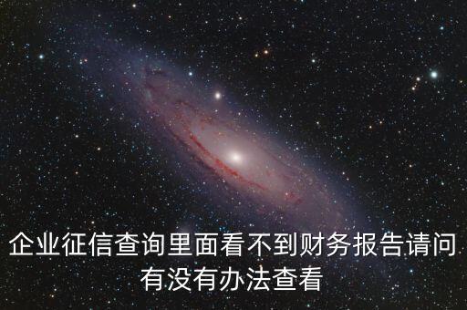 企业征信查询里面看不到财务报告请问有没有办法查看