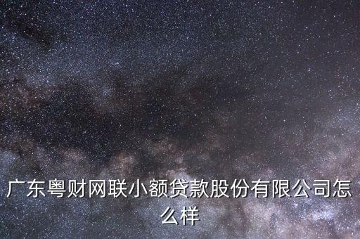 广东粤财网联小额贷款股份有限公司怎么样