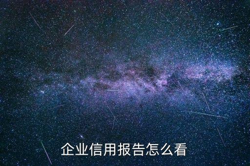 企业信用报告怎么看