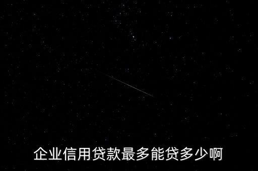 企业信用贷款最多能贷多少啊