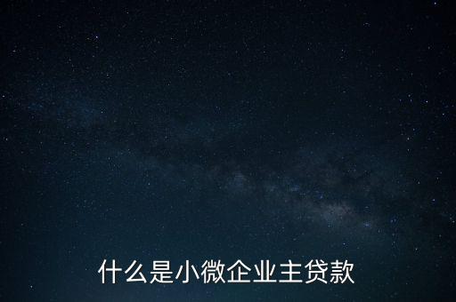 小微企业贷款，什么是小微企业主贷款