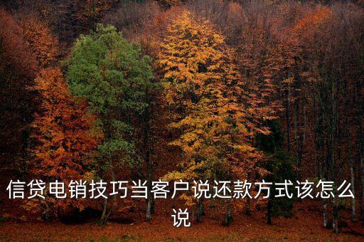 信贷电销技巧当客户说还款方式该怎么说