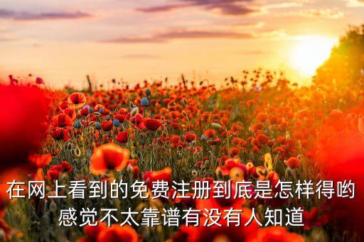 在网上看到的免费注册到底是怎样得哟感觉不太靠谱有没有人知道