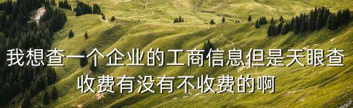 我想查一个企业的工商信息但是天眼查收费有没有不收费的啊