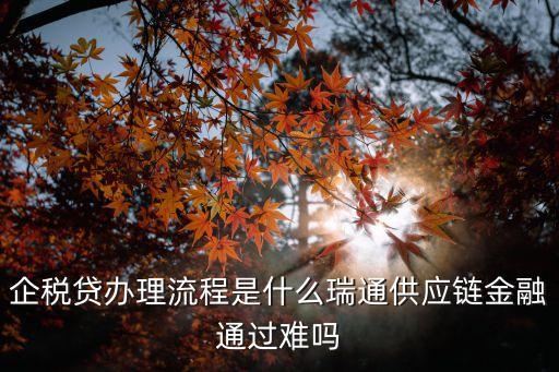 企税贷办理流程是什么瑞通供应链金融通过难吗
