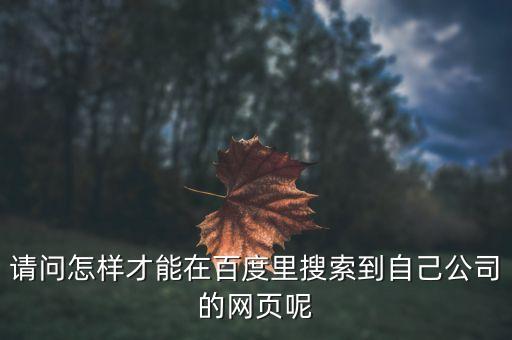 请问怎样才能在百度里搜索到自己公司的网页呢