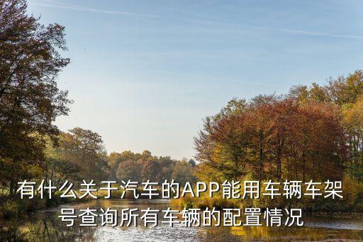 有什么关于汽车的APP能用车辆车架号查询所有车辆的配置情况