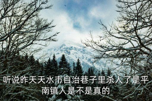 听说昨天天水市自治巷子里杀人了是平南镇人是不是真的