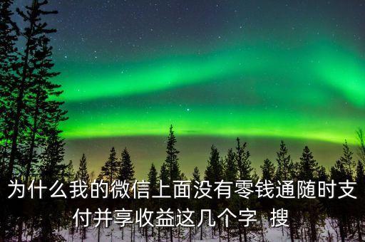 为什么我的微信上面没有零钱通随时支付并享收益这几个字  搜