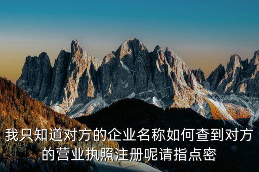 查看别人的营业执照怎么查，我只知道对方的企业名称如何查到对方的营业执照注册呢请指点密