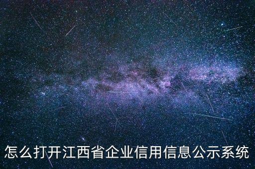 怎么打开江西省企业信用信息公示系统