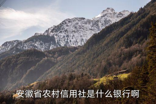 安徽省农村信用社是什么银行啊