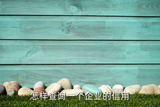 怎样查询一个企业的信用