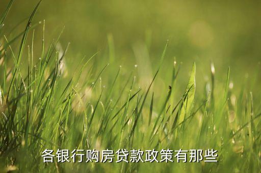 各银行购房贷款政策有那些
