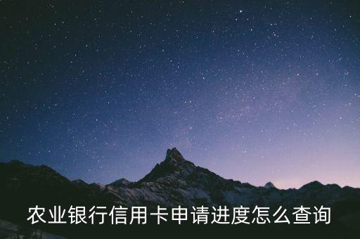农业银行信用卡申请进度怎么查询