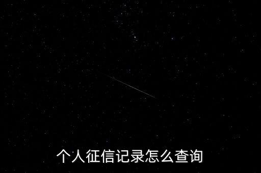 个人征信记录怎么查询