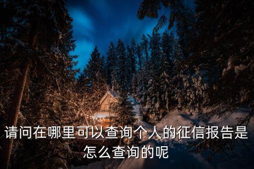 请问在哪里可以查询个人的征信报告是怎么查询的呢