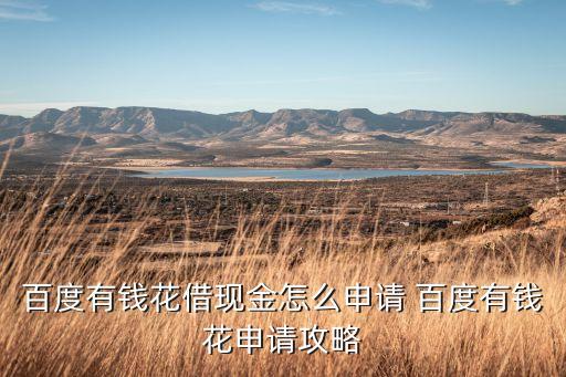 百度有钱花借现金怎么申请 百度有钱花申请攻略