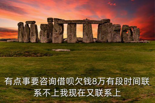 有点事要咨询借呗欠钱8万有段时间联系不上我现在又联系上