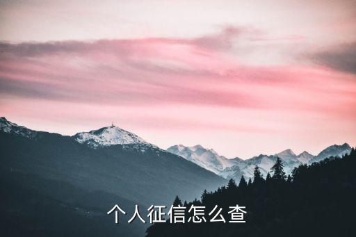 个人征信怎么查