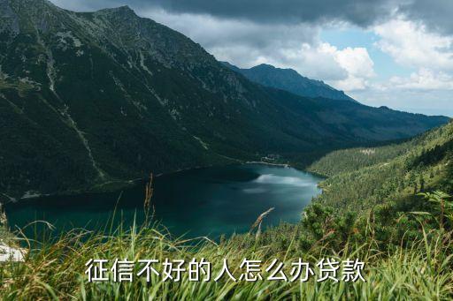 征信不好的人怎么办贷款
