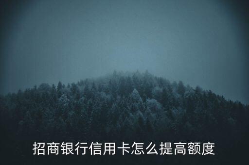 招商银行信用卡怎么提高额度