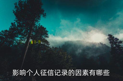 影响个人征信记录的因素有哪些