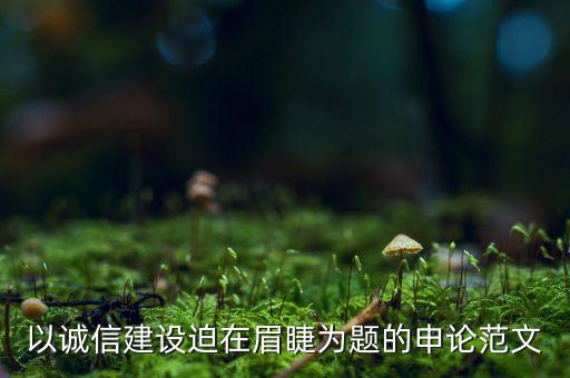 以诚信建设迫在眉睫为题的申论范文