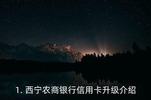 1. 西宁农商银行信用卡升级介绍