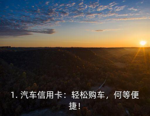1. 汽车信用卡:轻松购车,何等便捷!