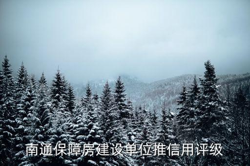 南通保障房建设单位推信用评级