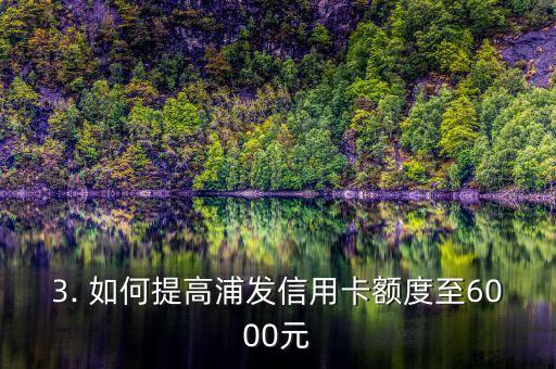 浦发信用卡6千额度，浦发信用卡提高额度至6000元