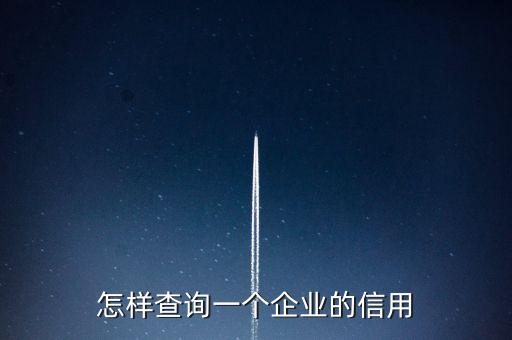 怎样查询一个企业的信用