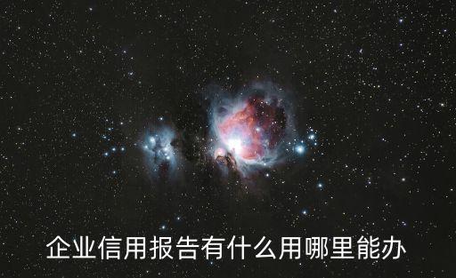 企业信用报告有什么用哪里能办