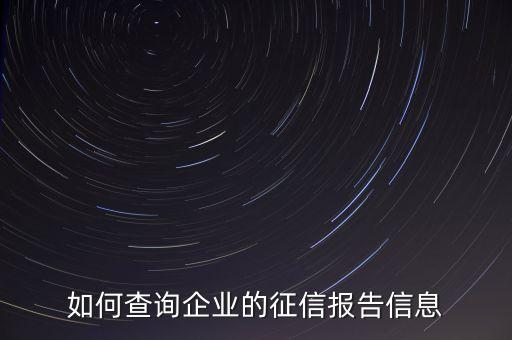 如何查询企业的征信报告信息