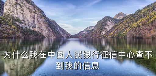 为什么查不到个人征信报告，为什么我在中国人民银行征信中心查不到我的信息