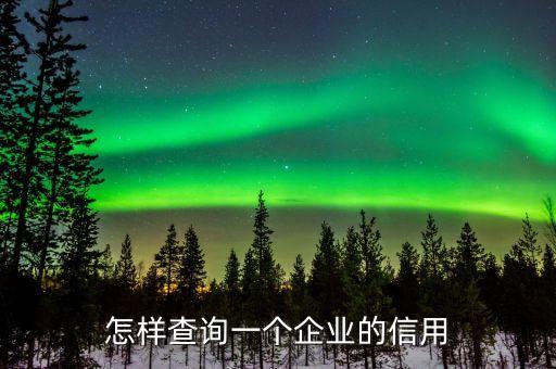 怎样查询一个企业的信用