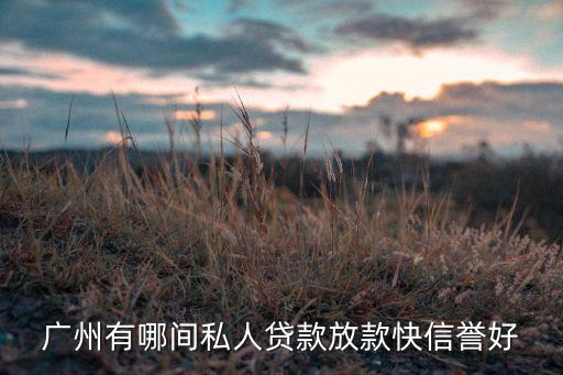 广州有哪间私人贷款放款快信誉好