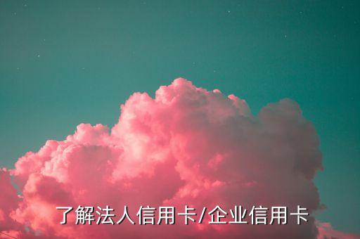 了解法人信用卡/企业信用卡