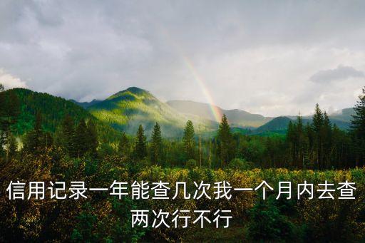 2021征信查询次数，信用记录一年能查几次我一个月内去查两次行不行